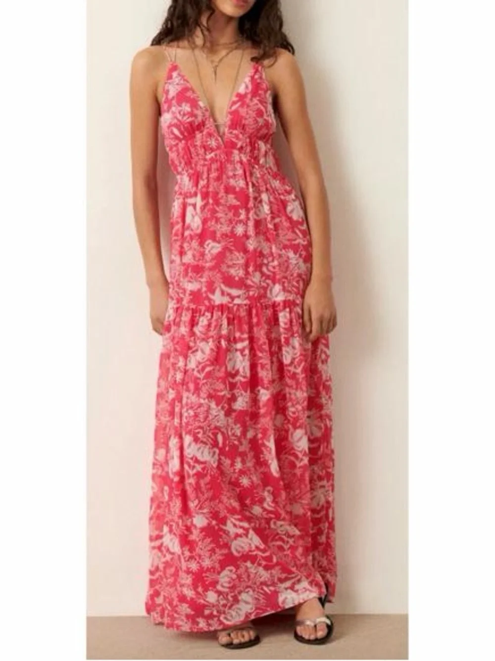 Pink BA&SH Strappy Floral Maxi Dress